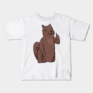 Grumpy Squirrel Holding Middle finger funny gift Kids T-Shirt